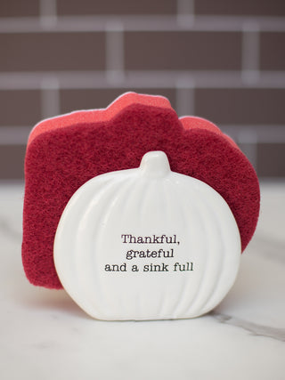 a hand painted ceramic sponge holder for thanksgiving and christmas holiday home decor perfect as a host gift