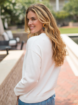 Classy Until Kickoff Sequins Sweater - White and Gold