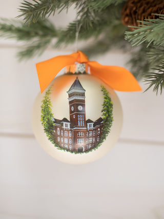 a christmas tree ornament in orange perfect for home decor and as a holiday gift for clemson fans 