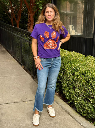 Tiger Paw Print T-Shirt - Purple