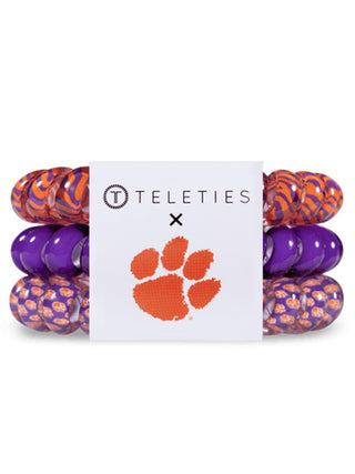 orange and purple officially licensed clemson teleties hair band