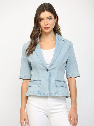 Cloud Wash Denim Blazer - Light Denim
