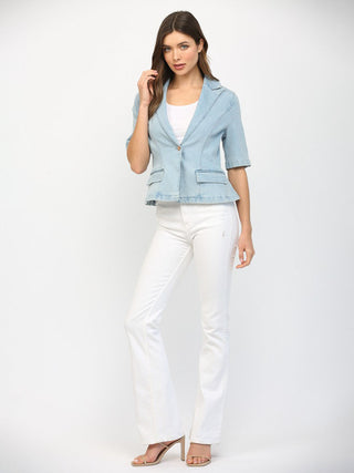 Cloud Wash Denim Blazer - Light Denim