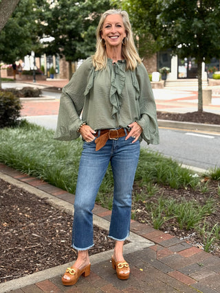 Cobblestone Gloria Blouse - Sage