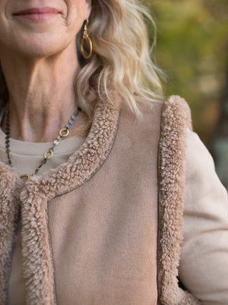 Come My Way Suede Sherpa Vest