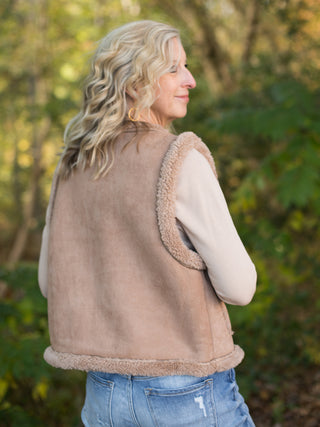 Come My Way Suede Sherpa Vest