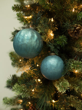 Crackle Ball Ornament Large - Blue