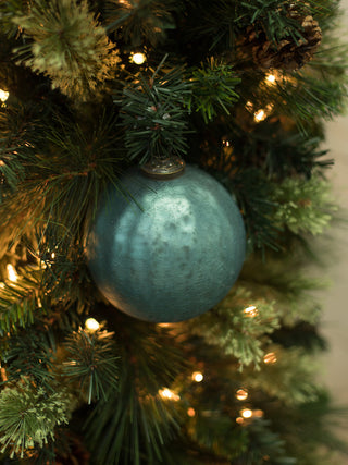 Crackle Ball Ornament Large - Blue