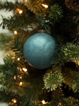 Crackle Ball Ornament Small - Blue