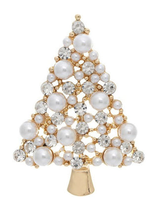 a gold crystal and pearl christmas tree clothes pin