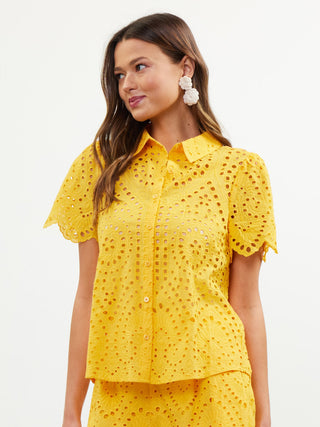 Sunny Side Eyelet Top - Sunflower