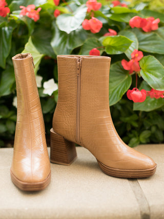 Danica Crocodile Bootie - Camel