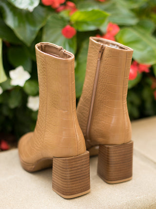 Danica Crocodile Bootie - Camel