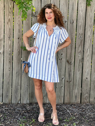 Daytrip Stripe Mini Dress - White/Blue