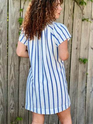 Daytrip Stripe Mini Dress - White/Blue