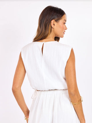 Deja Vu Tie Top - White