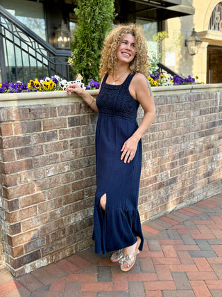 Dear John Chasity Maxi Dress - Navy Black Iris