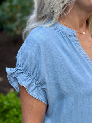 Dear John Julia Blouse - Carolina Blue
