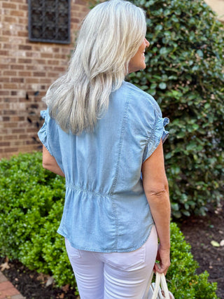 Dear John Julia Blouse - Carolina Blue