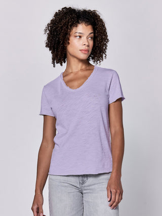 short sleeve purple slub short sleeve top 