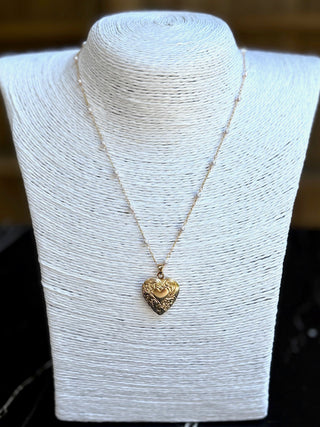 DeLuise Heart Locket Necklace - Gold