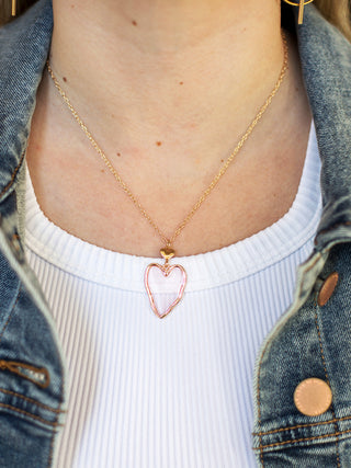 Devotion Heart Necklace - Gold and Pink