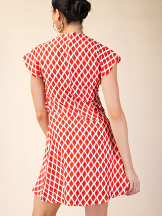 Diamond Daze Ruched Mini Dress - Red