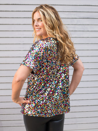 Disco Fever Sequin Top - Black Multi