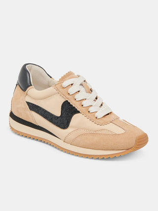 tan and black nylon sneakers