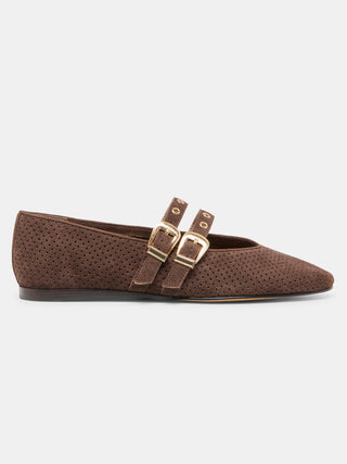 Dolce Vita Baylee Grommet Ballet Flats - Dark Brown Suede
