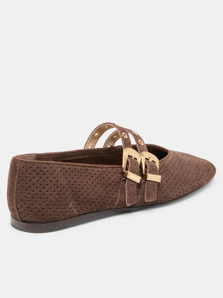 Dolce Vita Baylee Grommet Ballet Flats - Dark Brown Suede
