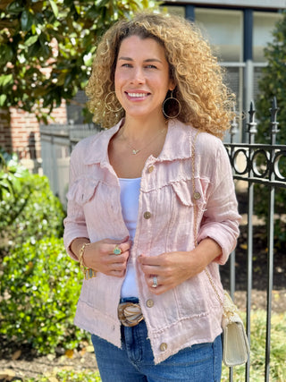 Dolce Wrap Linen Jacket - Blush