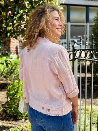 Dolce Wrap Linen Jacket - Blush