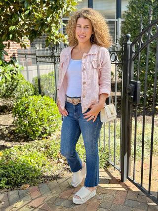 Dolce Wrap Linen Jacket - Blush