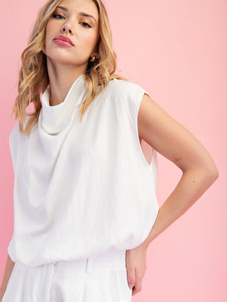 Draped Dream Balloon Top - White