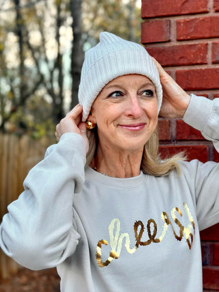 a cozy ivory ribbed knit beanie