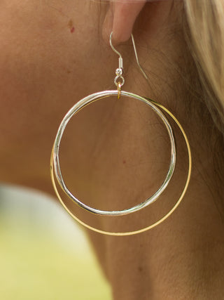 mixed metal double oversized hoop earrings