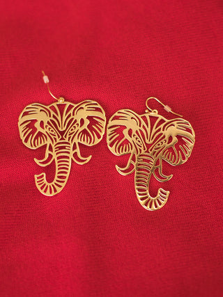 Elephant Face Earrings - Gold