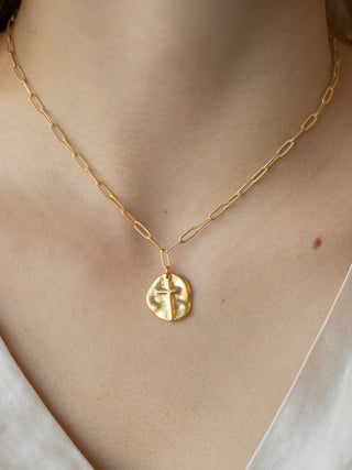 wear this textured pendant cross neckalce on a gold chain as everyday spiritual christian jewelry or give as a gift