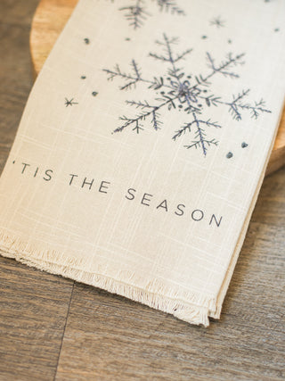 Embroidered Cotton Tea Towel - Tis the Season