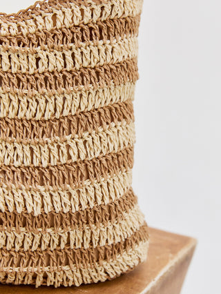 Erin Striped Weave Bag - Tan/Cream