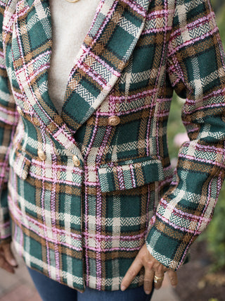 Starlet Holiday Plaid Blazer - Green Multi