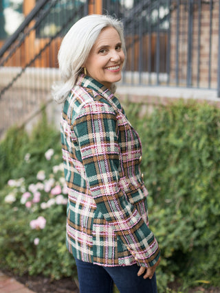 Starlet Holiday Plaid Blazer - Green Multi