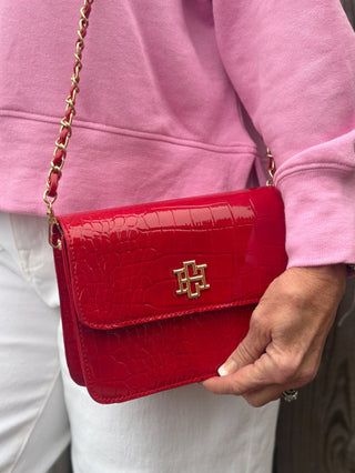 Evelyn Crocodile Bag - Red Patent