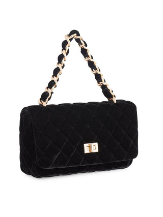 Evelyn Velvet Mini Handbag - Black