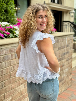 Eyelet Lace Meadow Top - White