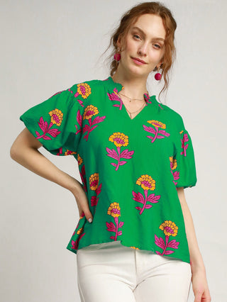 Flirt with Florals Top - Green Mix