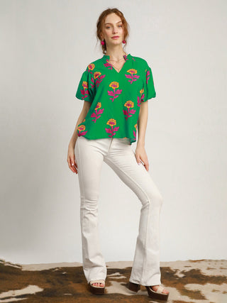 Flirt with Florals Top - Green Mix