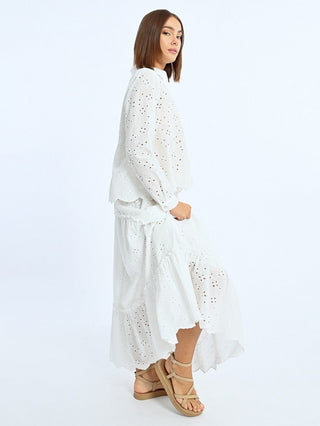 Molly Bracken Flirty Eyelet Blouse - White