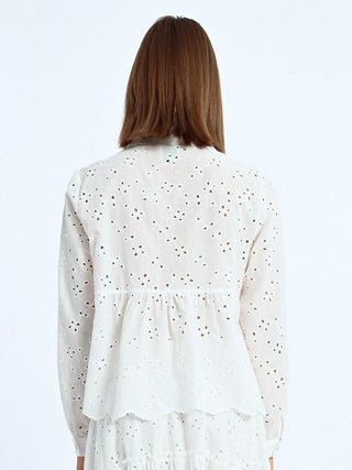 Molly Bracken Flirty Eyelet Blouse - White